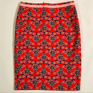 Boden - Floral print red pencil skirt